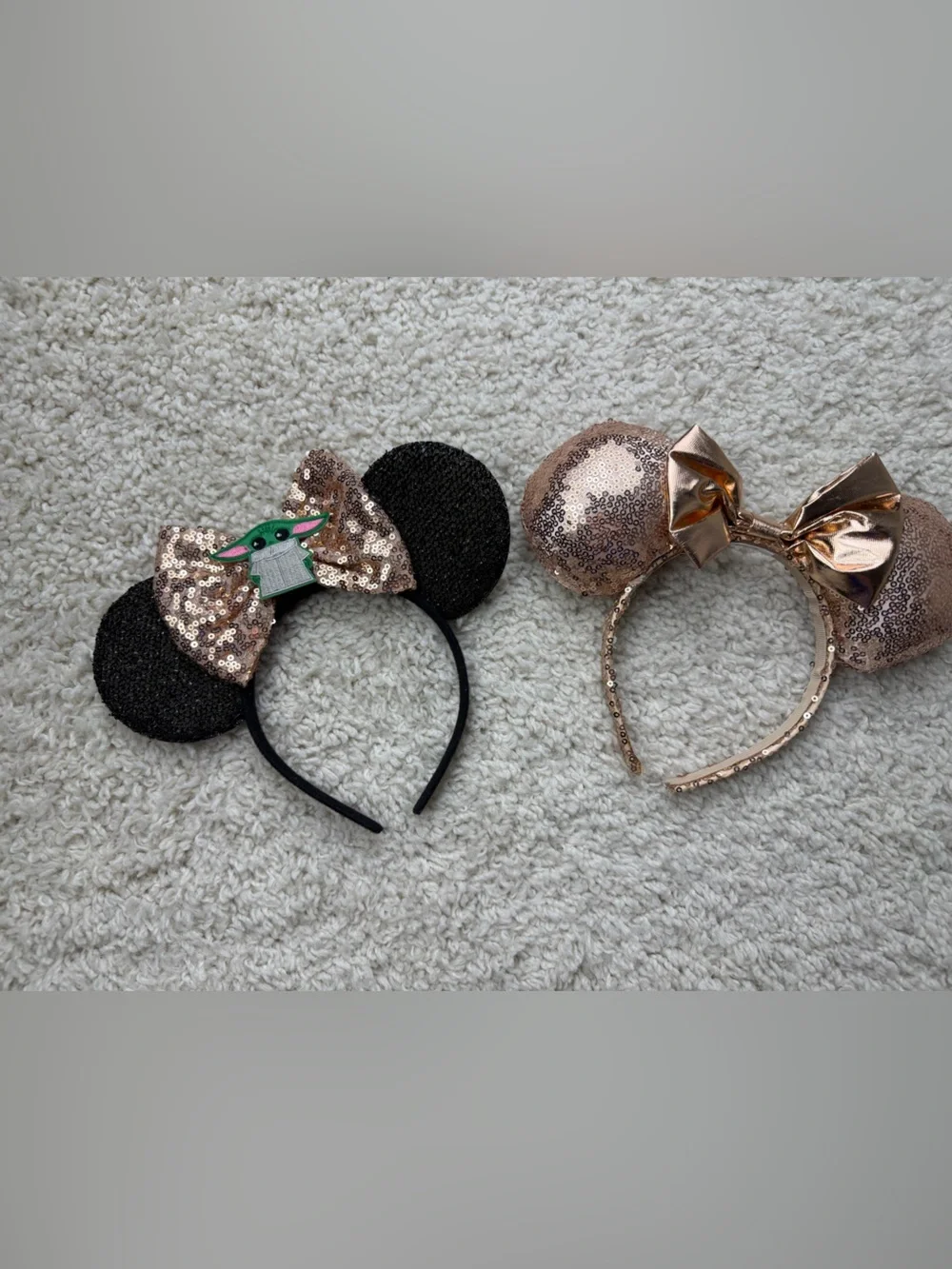 Sequin Minnie Ear Headbands- Yoda + Regular